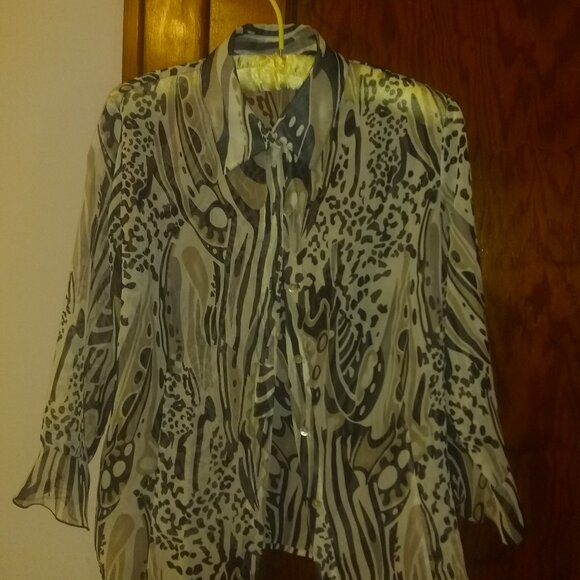 Women's Size Small Sheer Shell w/ Blouse, Nicola Brand, Leopard Print - Picture 1 of 5